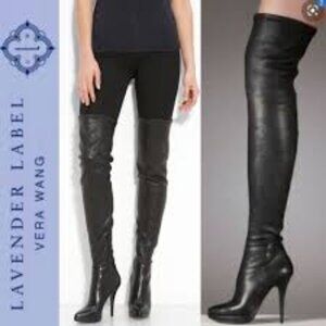 Vera Wang Lavender Olivia, black Nappa over the knee boots, Size 8
